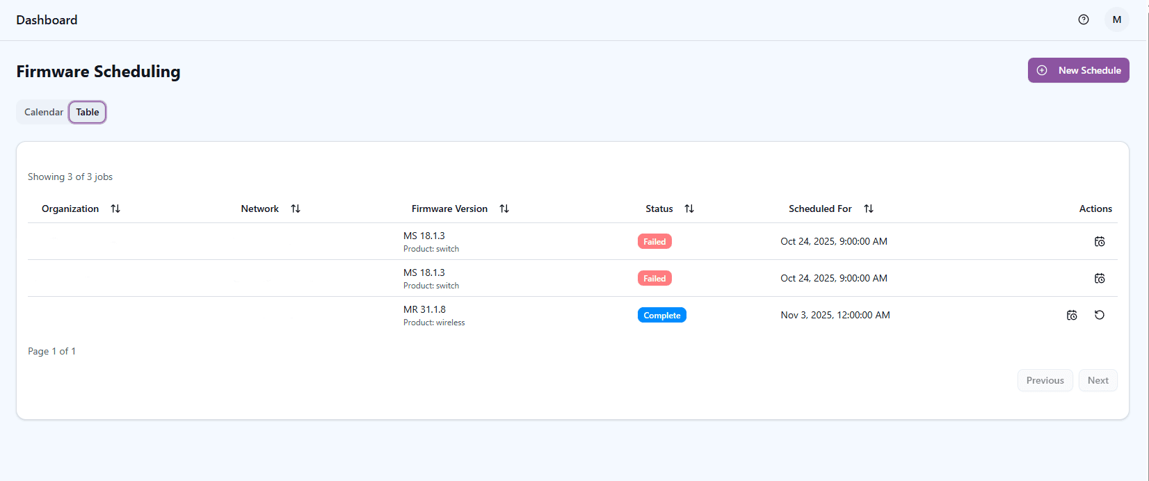 Firmware rollout dashboard screenshot